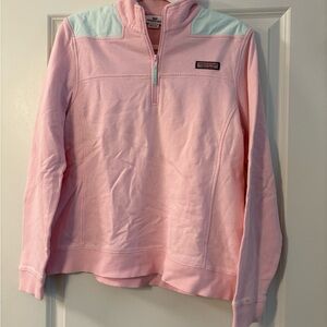 Vineyard Vines Light Pink and Mint Quarter-Zip